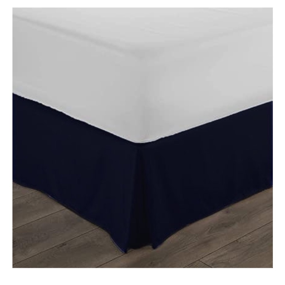 Twin Navy Blue Bed Skirt and Pillow Sham